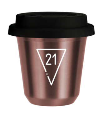 R?owy kubek zloto 240 ml, 21 (bialy) z pokrywka czarna