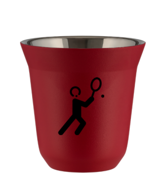 Kubek czerwony mat 240 ml, TENIS 1 (czarny)