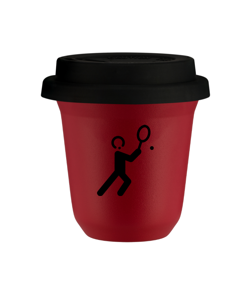 Kubek czerwony mat 240 ml, TENIS 1 (czarny) z pokrywka czarna kubek termiczny na kawe | 80,00 zł Kubek czerwony mat 240 ml, TENIS 1 (czarny) z pokrywka czarna kubek termiczny na kawe | 80,00 zł