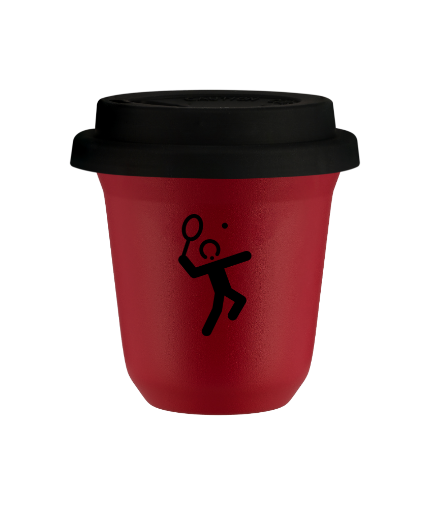 Kubek czerwony mat 240 ml, TENIS 2 z pokrywka czarna kubek termiczny na kawe | 80,00 zł Kubek czerwony mat 240 ml, TENIS 2 z pokrywka czarna kubek termiczny na kawe | 80,00 zł
