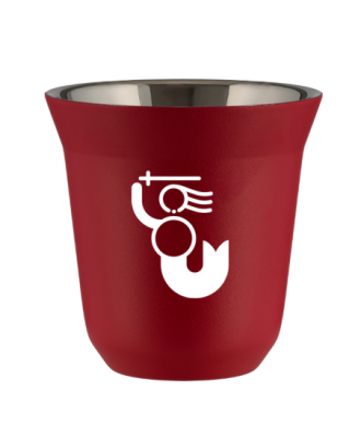 Kubek czerwony mat 240 ml, WARSZAWSKA SYRENKA (bialy)