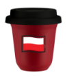 Kubek czerwony mat 240 ml, FLAGA POLSKI z pokrywka czarna kubek termiczny na kawe | 85,00 zł