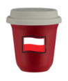 Kubek czerwony mat 240 ml, FLAGA POLSKI z pokrywka biala kubek termiczny na kawe | 85,00 zł