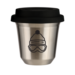 Cup 80 ml SILVER "Cap", with black lid