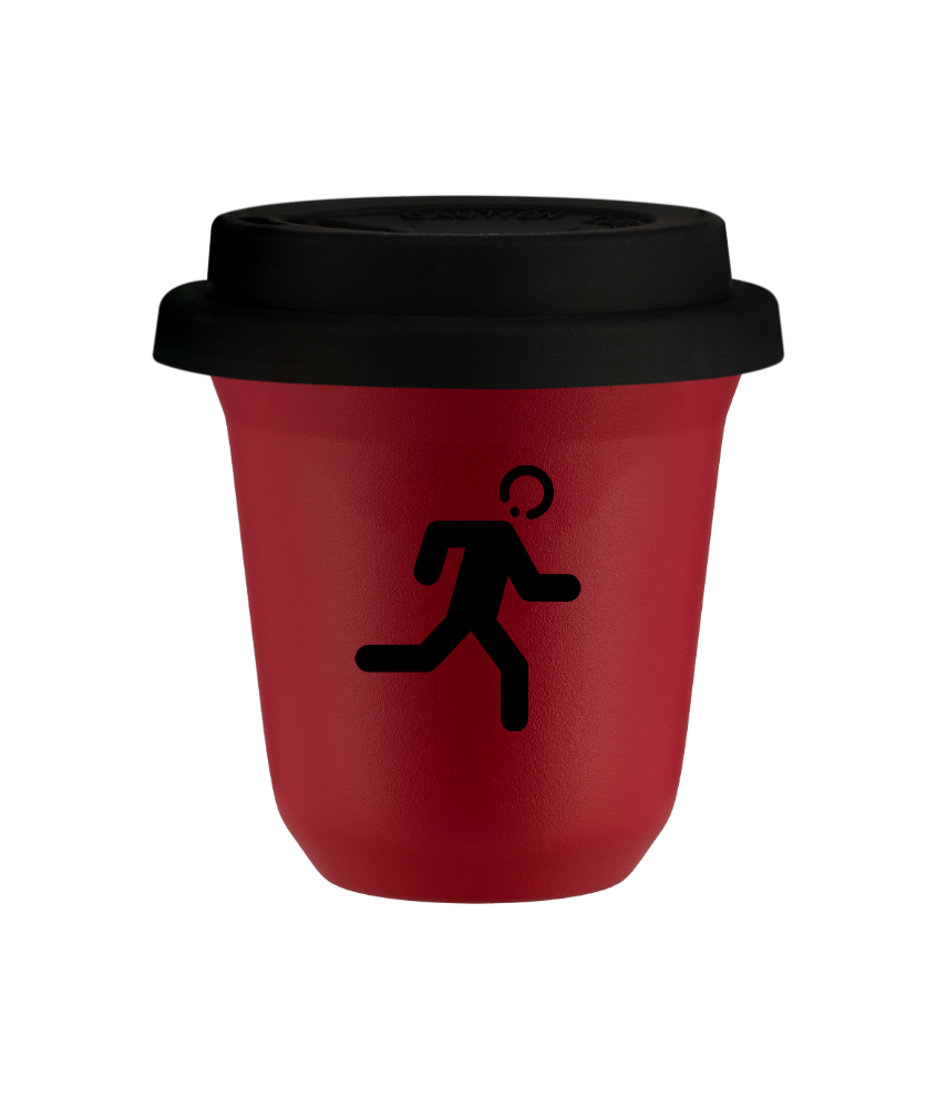 Kubek czerwony mat 240 ml, BIEGACZ (czarny) z pokrywka czarna kubek termiczny na kawe | 85,00 zł Kubek czerwony mat 240 ml, BIEGACZ (czarny) z pokrywka czarna kubek termiczny na kawe | 85,00 zł