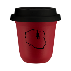 Cup 240 ml RED "Poland", with black lid