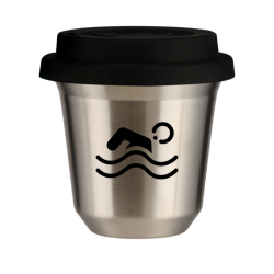 Cup 80 ml SILVER "Swimming", with black lid