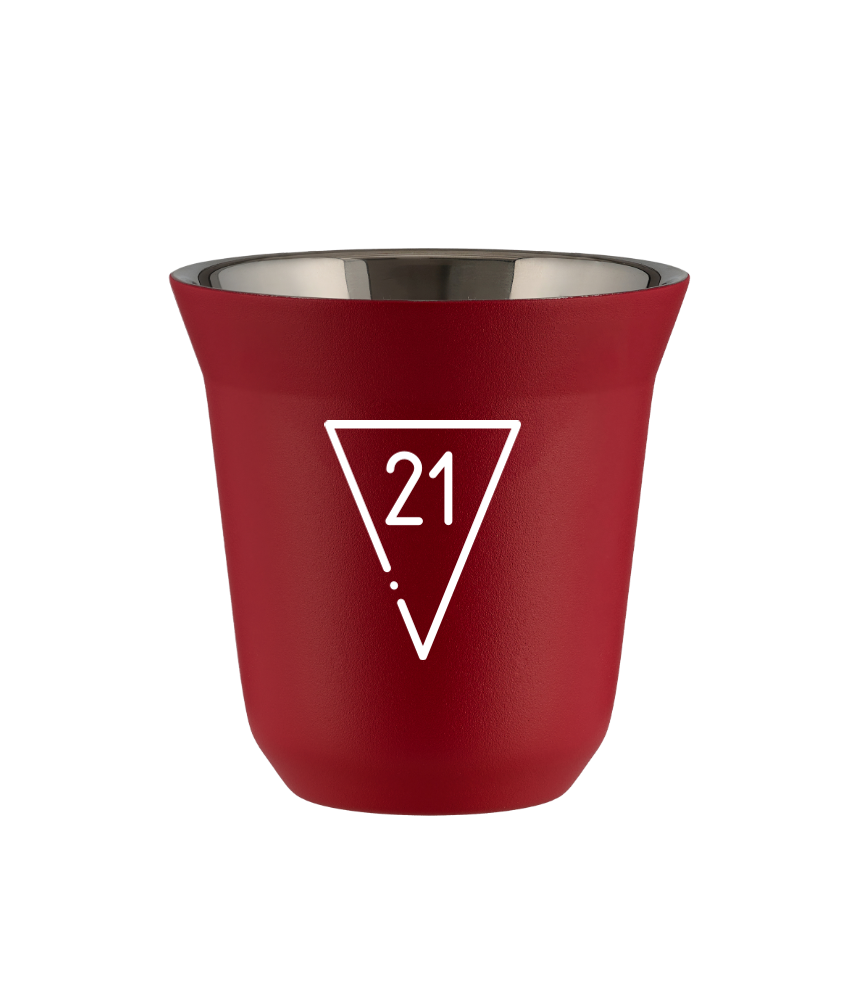 Kubek 240 ml CZERWONY "21 (biały)"