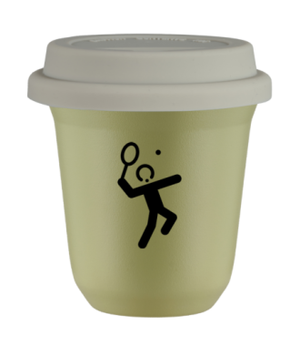 Kubek 240 ml PISTACJOWY "Tenis 2", z białą pokrywką Kubek 240 ml PISTACJOWY "Tenis 2", z białą pokrywką