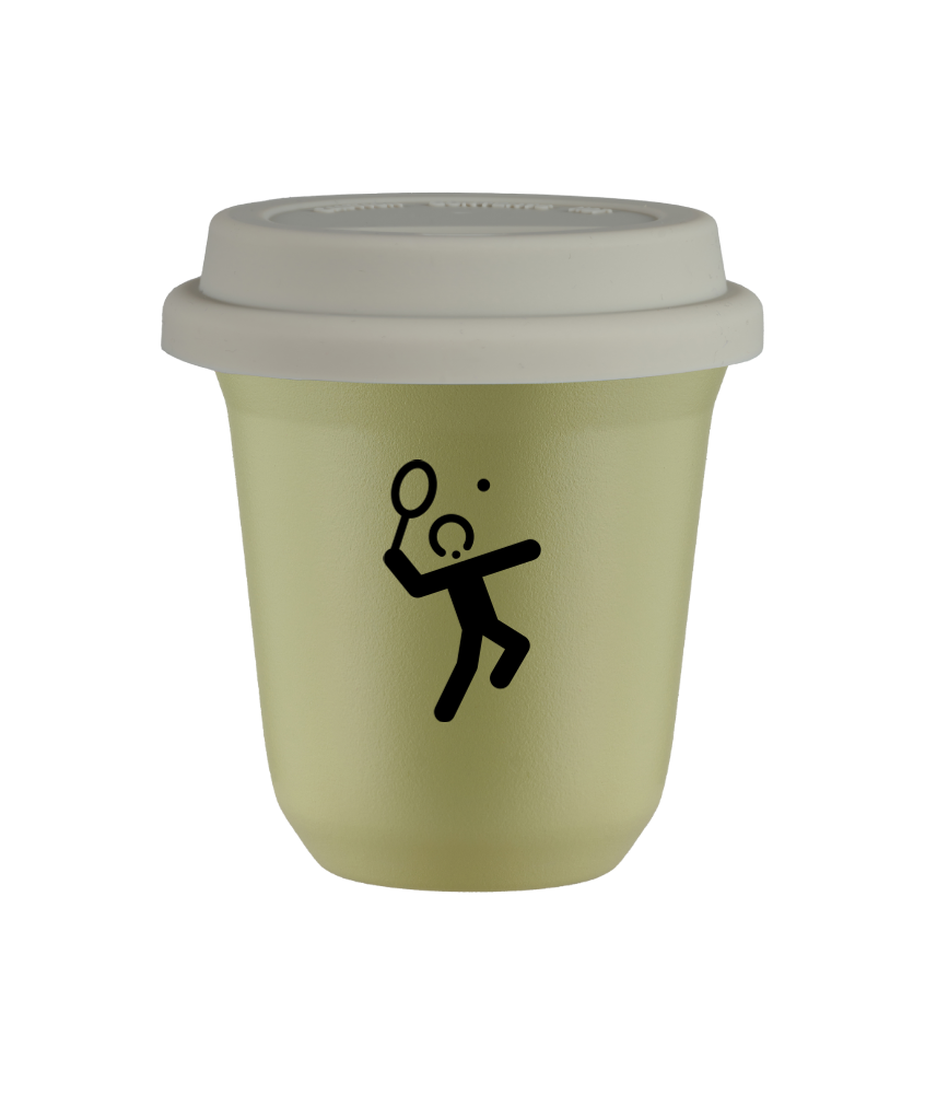 Kubek 240 ml PISTACJOWY "Tenis 2", z białą pokrywką