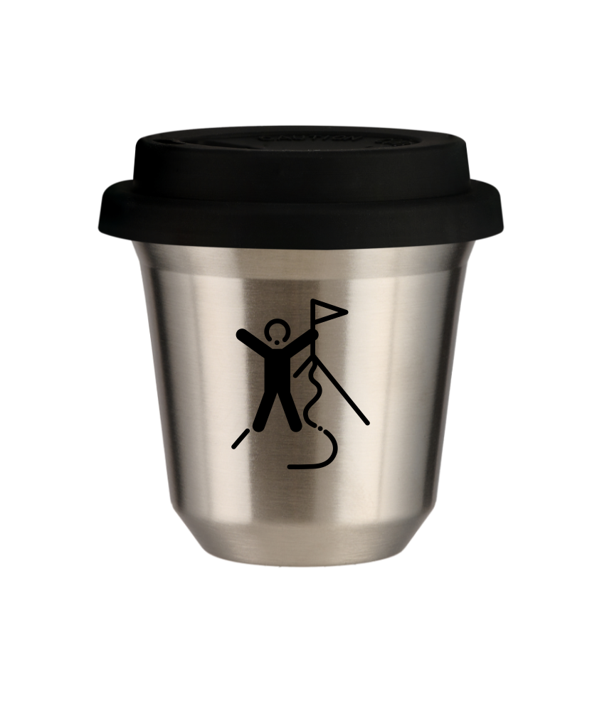 Cup 80 ml SILVER "Climbing 1", with black lid