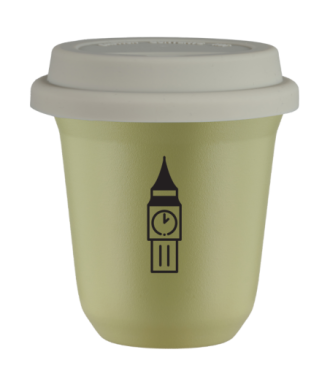 Kubek 240 ml PISTACJOWY "BIG BEN", z białą pokrywką Kubek 240 ml PISTACJOWY "BIG BEN", z białą pokrywką