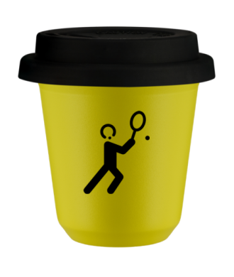 Kubek canary yellow 240 ml, TENIS 1 (czarny) z pokrywka czarna