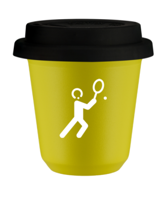 Kubek canary yellow 240 ml, TENIS 1 (bialy) z pokrywka czarna