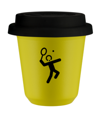 Kubek canary yellow 240 ml, TENIS 2 z pokrywka czarna