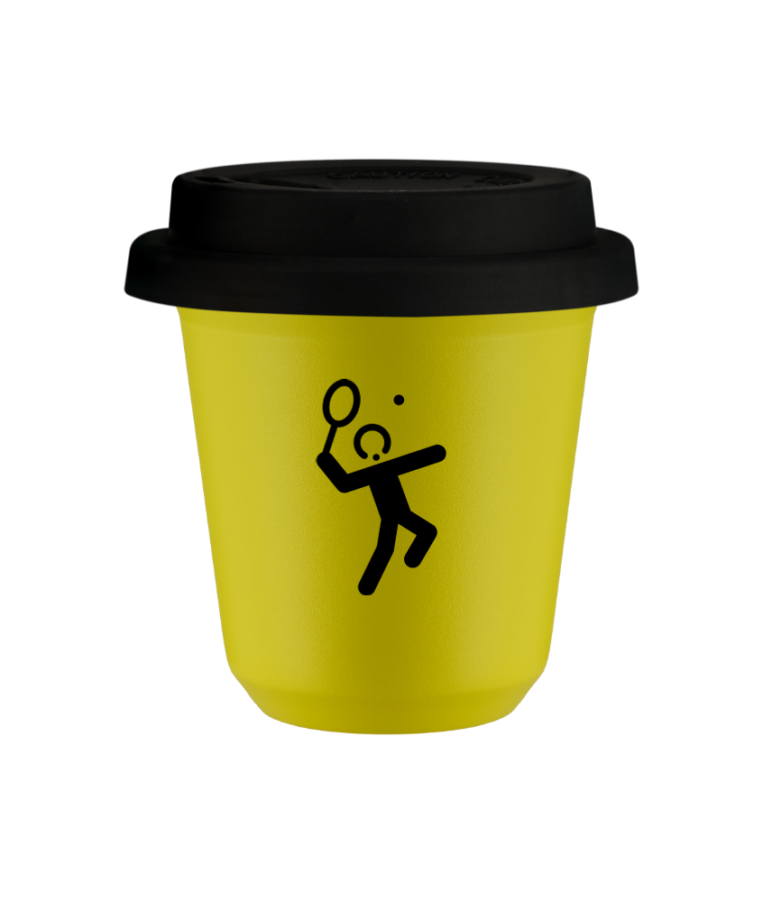 Kubek canary yellow 240 ml, TENIS 2 (czarny) z pokrywka czarna kubek termiczny na kawe | 80,00 zł