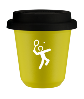 Kubek canary yellow 240 ml, TENIS 2 (bialy) z pokrywka czarna