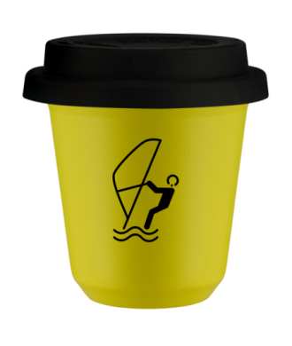 Kubek canary yellow 240 ml, SPORTY WODNE z pokrywka czarna
