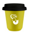 Kubek canary yellow 240 ml, WARSZAWSKA SYRENKA (bialy) z pokrywka czarna kubek termiczny na kawe | 80,00 zł