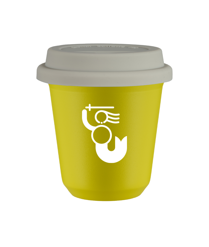 Kubek canary yellow 240 ml, WARSZAWSKA SYRENKA (bialy) z pokrywka biala kubek termiczny na kawe | 80,00 zł