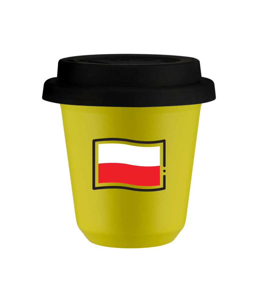 Kubek canary yellow 240 ml, FLAGA POLSKI z pokrywka czarna kubek termiczny na kawe | 85,00 zł Kubek canary yellow 240 ml, FLAGA POLSKI z pokrywka czarna kubek termiczny na kawe | 85,00 zł