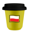 Kubek canary yellow 240 ml, FLAGA POLSKI (czarny) z pokrywka czarna kubek termiczny na kawe | 85,00 zł