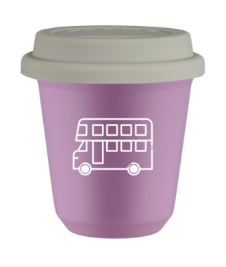 Kubek 240 ml LILIOWY "Autobus (biały)", z białą pokrywką Kubek 240 ml LILIOWY "Autobus (biały)", z białą pokrywką
