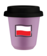 Kubek liliowy 240 ml, FLAGA POLSKI (czarny) z pokrywka czarna kubek termiczny na kawe | 85,00 zł