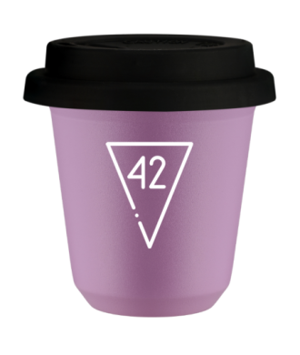 Kubek 240 ml LILIOWY "42 (biały)", z czarną pokrywką Kubek 240 ml LILIOWY "42 (biały)", z czarną pokrywką