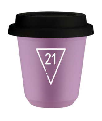 Kubek 240 ml LILIOWY "21 (biały)", z czarną pokrywką Kubek 240 ml LILIOWY "21 (biały)", z czarną pokrywką