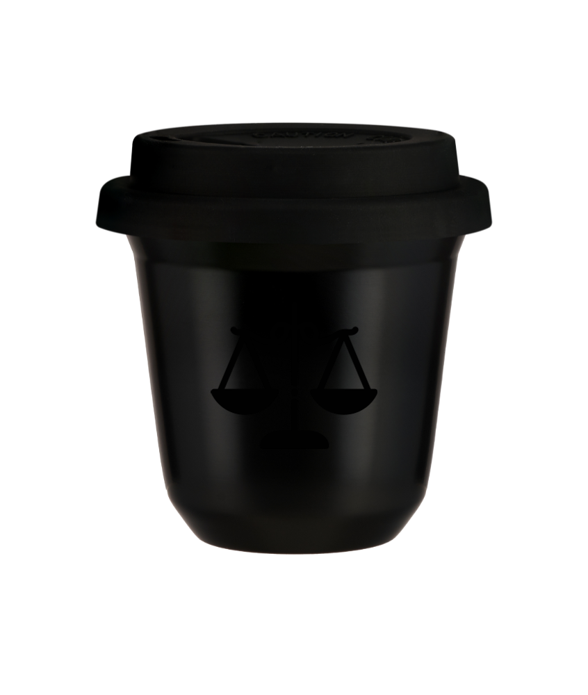 Kubek 80 ml CZARNY "Waga", z czarną pokrywką
