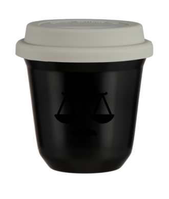 Kubek 80 ml CZARNY "Waga", z białą pokrywką Kubek 80 ml CZARNY "Waga", z białą pokrywką