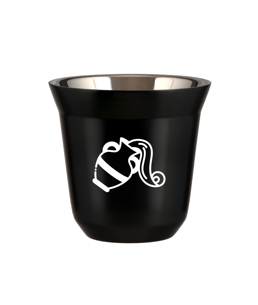 Kubek 80 ml CZARNY "Wodnik (biały)"