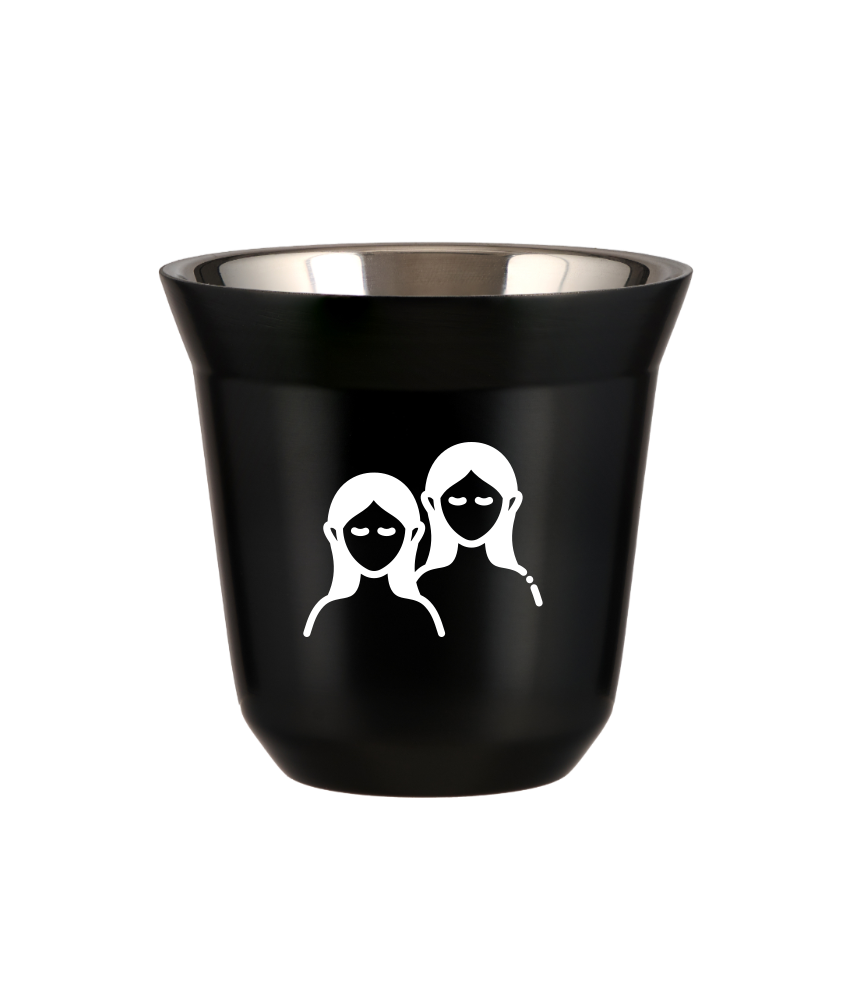 Kubek 80 ml CZARNY "Bliźnięta (biały)"