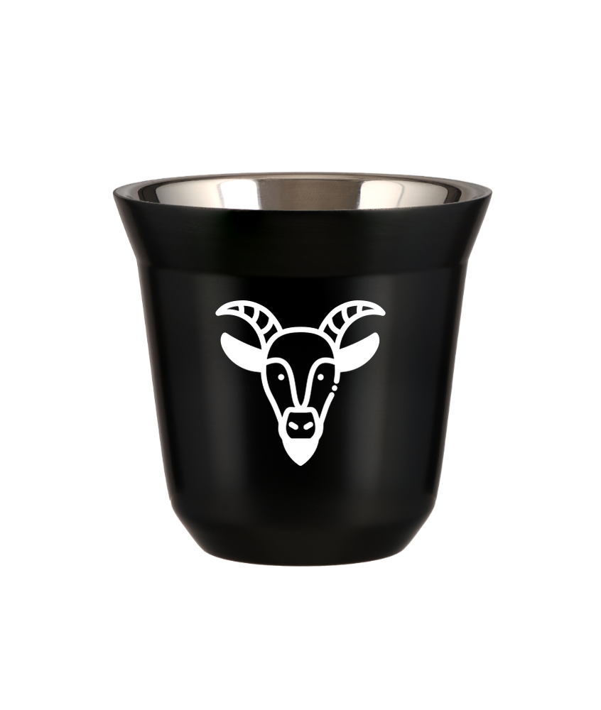 Kubek 80 ml CZARNY "Koziorożec (biały)"