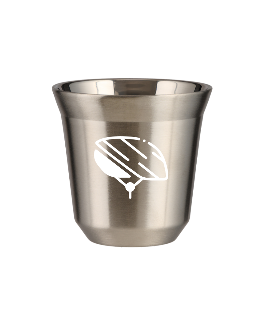 Kubek 80 ml SREBRNY "Kask (biały)"