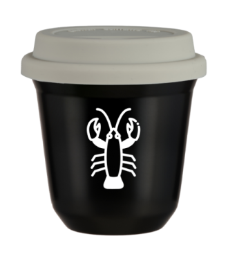 Kubek 80 ml CZARNY "Rak (biały)", z białą pokrywką Kubek 80 ml CZARNY "Rak (biały)", z białą pokrywką