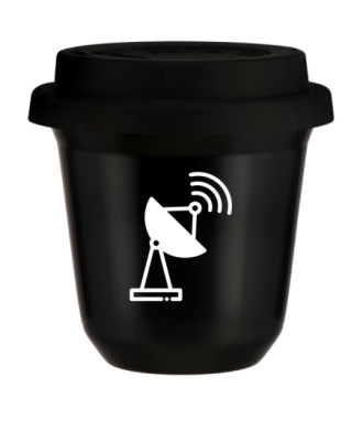 Kubek 80 ml CZARNY "Antena (biały)", z czarną pokrywką Kubek 80 ml CZARNY "Antena (biały)", z czarną pokrywką