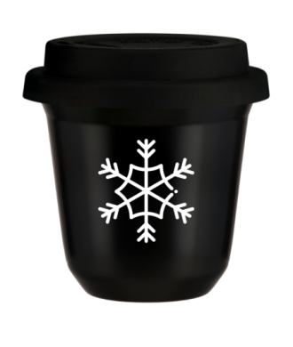 Kubek 80 ml CZARNY "Śnieżynka (biały)", z czarną pokrywką Kubek 80 ml CZARNY "Śnieżynka (biały)", z czarną pokrywką