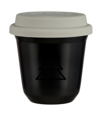 Kubek 80 ml CZARNY "Choinka (czarny)", z białą pokrywką Kubek 80 ml CZARNY "Choinka (czarny)", z białą pokrywką