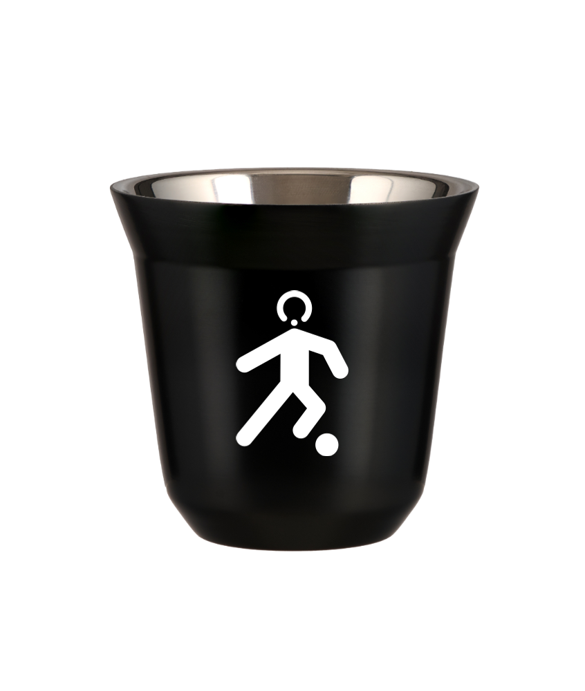 Kubek 80 ml CZARNY "Piłka nożna (biały)"