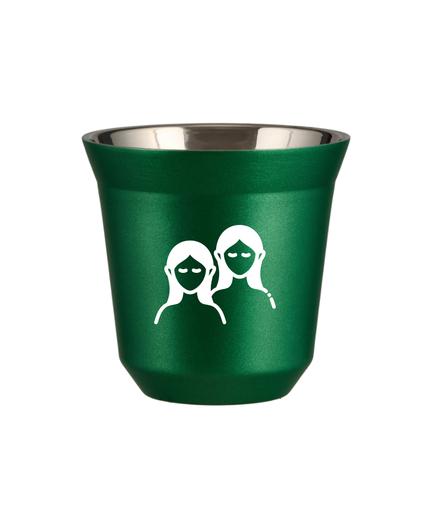 Kubek 80 ml ZIELONY METALIC "Bliźnięta (biały)"