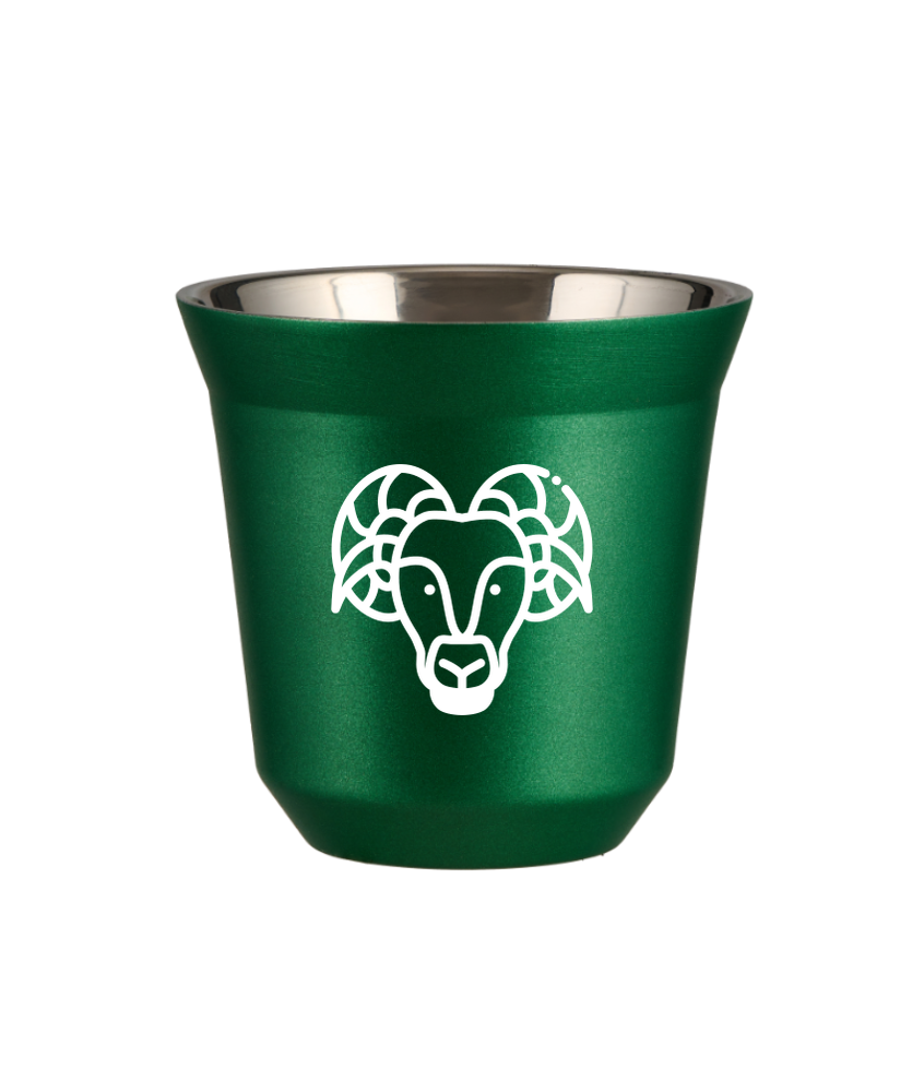 Kubek 80 ml ZIELONY METALIC "Baran (biały)"