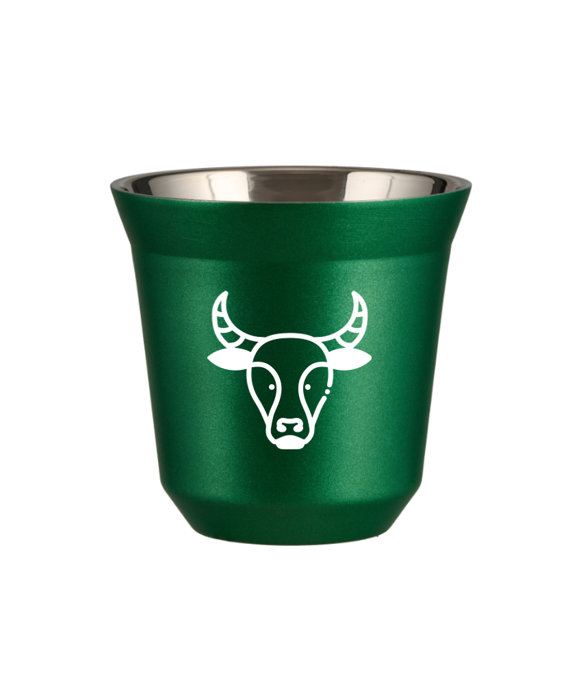 Kubek 80 ml ZIELONY METALIC "Byk (biały)"
