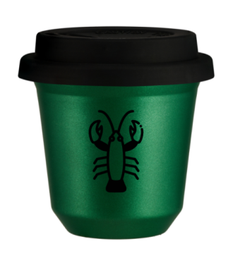 Kubek 80 ml ZIELONY METALIC "Rak (czarny)", z czarną pokrywką Kubek 80 ml ZIELONY METALIC "Rak (czarny)", z czarną pokrywką