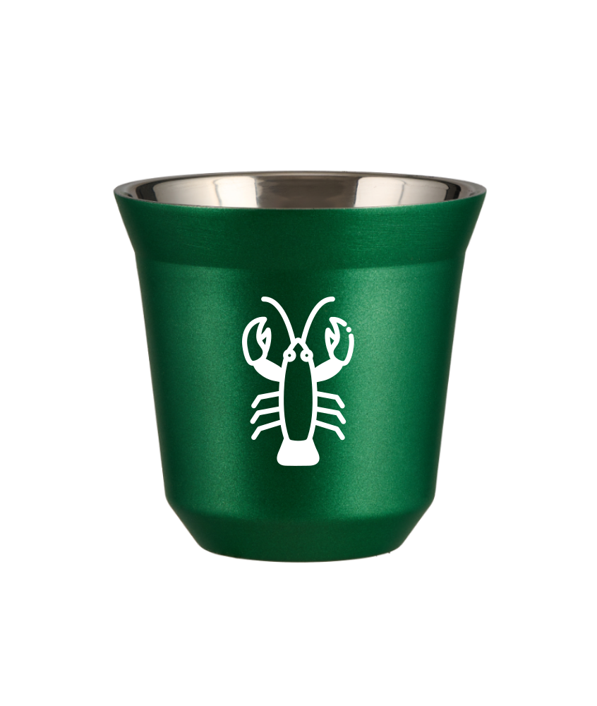 Kubek 80 ml ZIELONY METALIC "Rak (biały)"