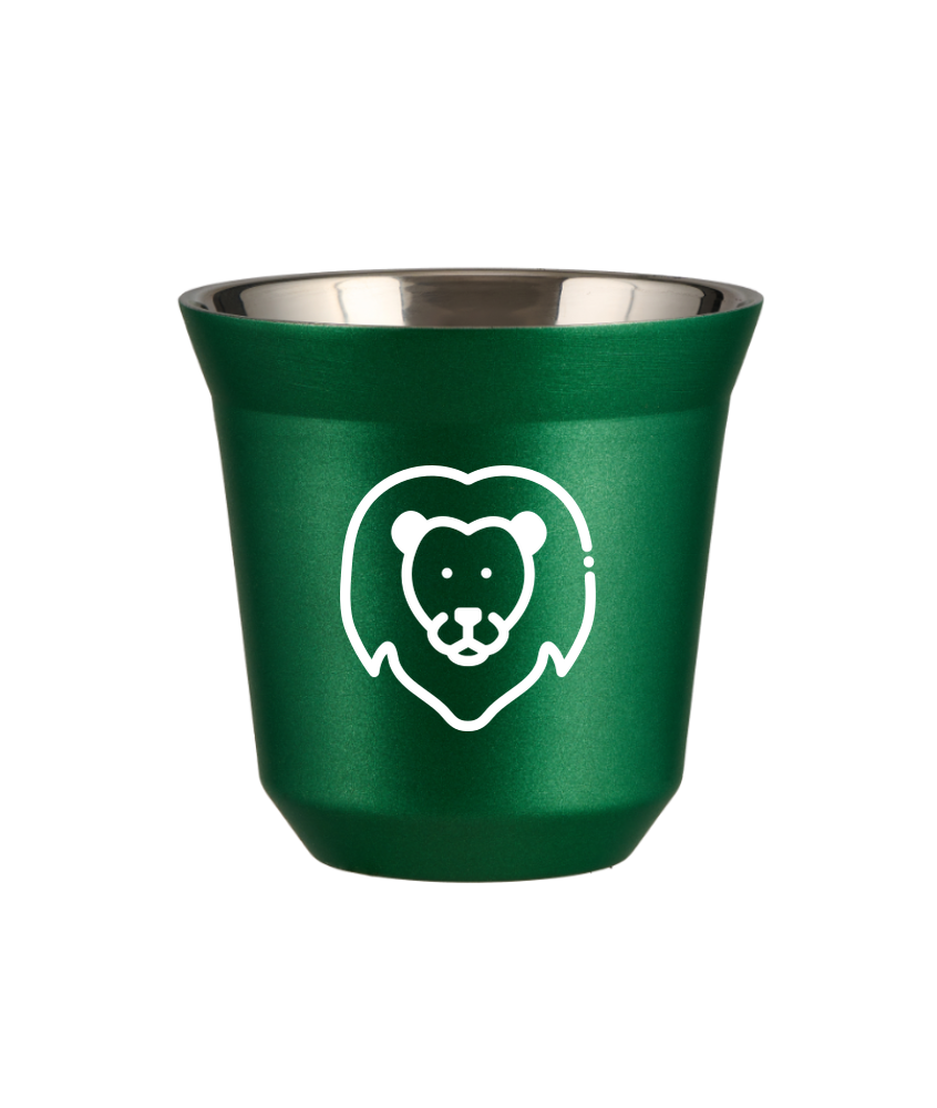 Kubek 80 ml ZIELONY METALIC "Lew (biały)"