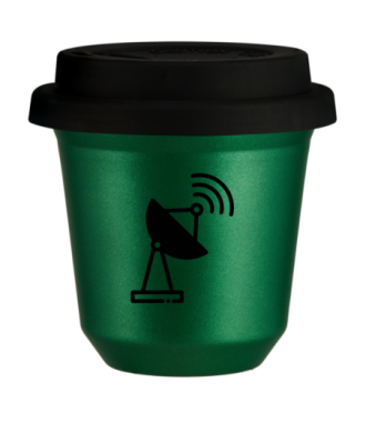 Kubek 80 ml ZIELONY METALIC "Antena (czarny)", z czarną pokrywką Kubek 80 ml ZIELONY METALIC "Antena (czarny)", z czarną pokrywką
