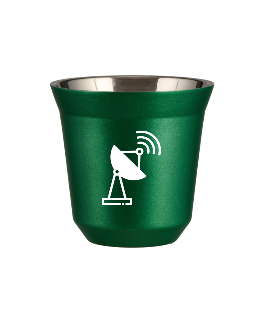Kubek 80 ml ZIELONY METALIC "Antena (biały)"