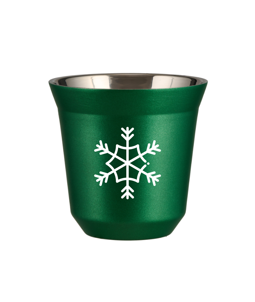 Kubek 80 ml ZIELONY METALIC "Śnieżynka (biały)"